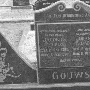 GOUWS Jacobus Petrus 1892-1962 &amp; Johanna Elizabeth 1893-1984