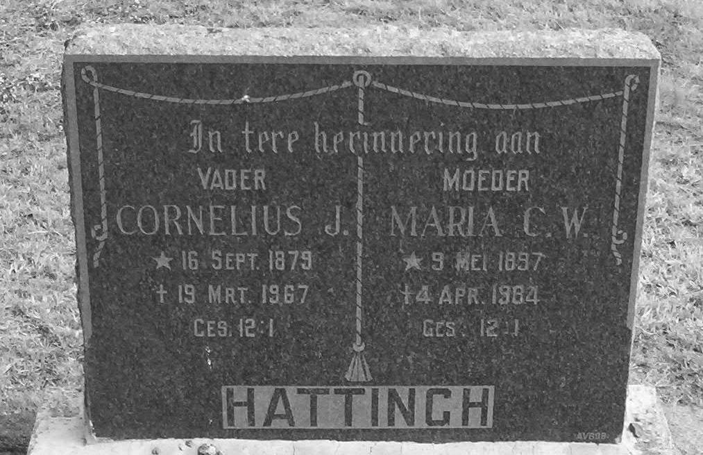 HATTINGH Cornelius J. 1879-1967 &amp; Maria C.W. 1897-1984