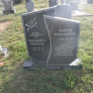 KLEYNHANS Theodorus Philippus 1925-2011 &amp; Martha Margaretha 1926-