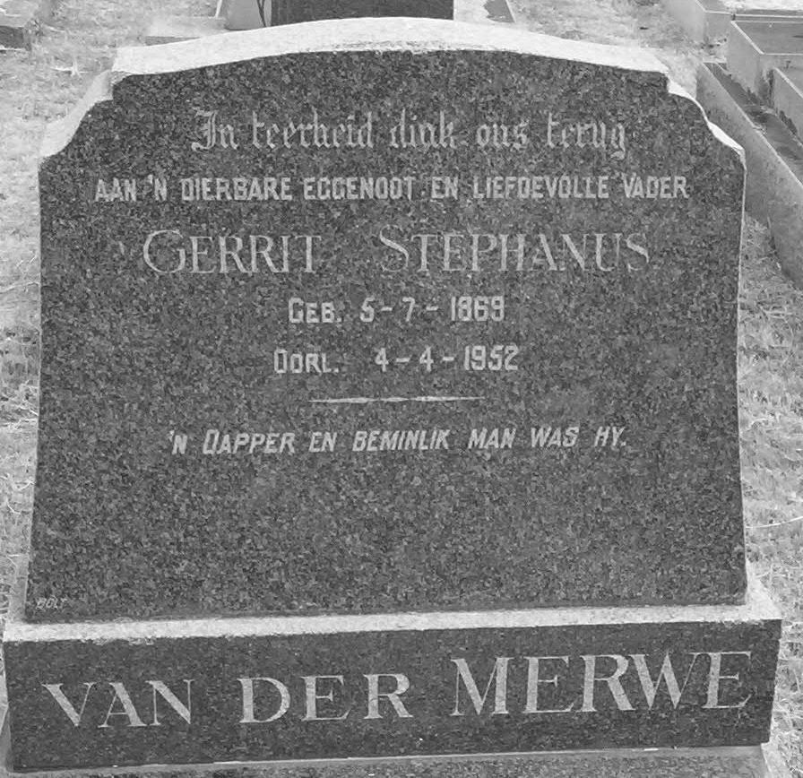 MERWE Gerrit Stephanus, van der 1869-1952