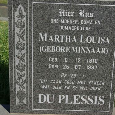 PLESSIS Martha Louisa, du nee MINNAAR 1910-1997
