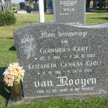 ROOYEN Gerhardus, van 1910-1993 &amp; Elizabeth Gesiena 1916-2007