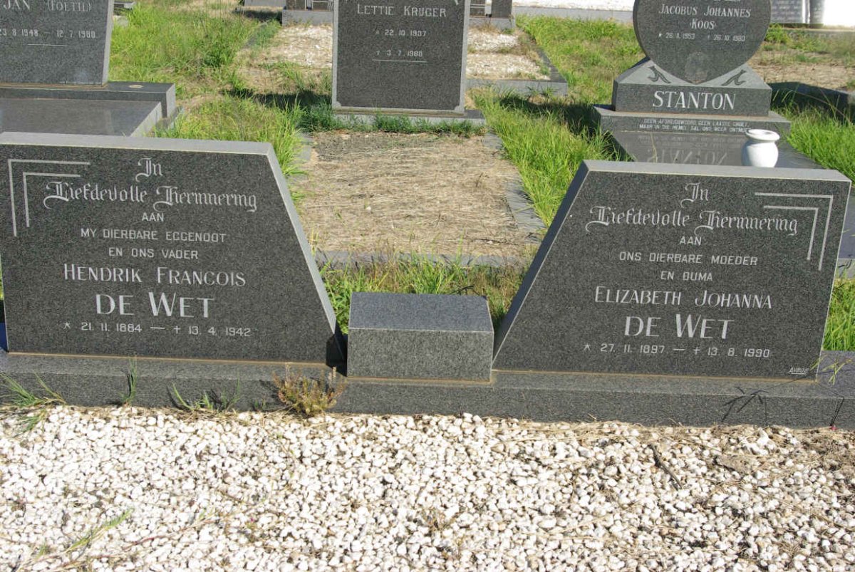 WET Hendrik Francois, de 1884-1942 &amp; Elizabeth Johanna 1897-1990