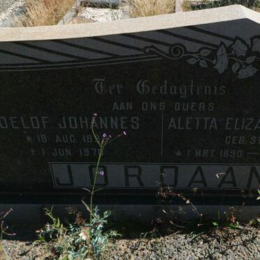 JORDAAN Roelof Johannes 1898-1970 &amp; Aletta Elizabeth Maria STIGLINGH 1890-1979