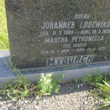 MYBURGH Johannes Lodewikus 1869-1935 &amp; Martha Petronella VENTER 1880-1975