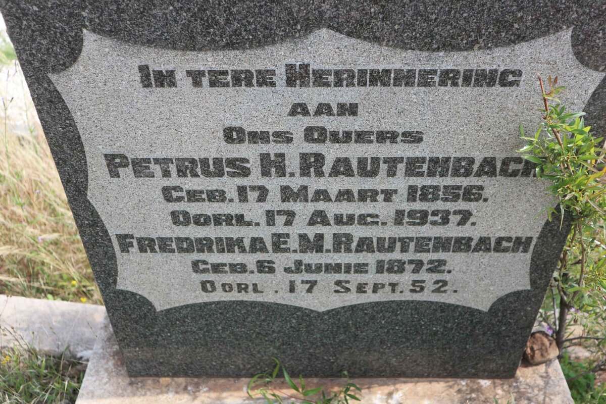 RAUTENBACH Petrus H. 1856-1937 &amp; Fredrika E.M. 1872-1952