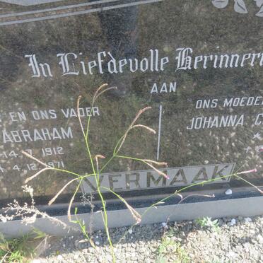 VERMAAK Jan Abraham 1912-1971 &amp; Johanna Cornelia Magdalena 1912-2005 _1