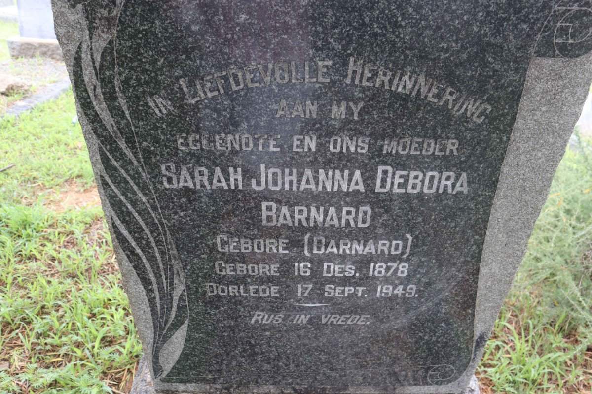 BARNARD Sarah Johanna Debora nee BARNARD 1878-1949