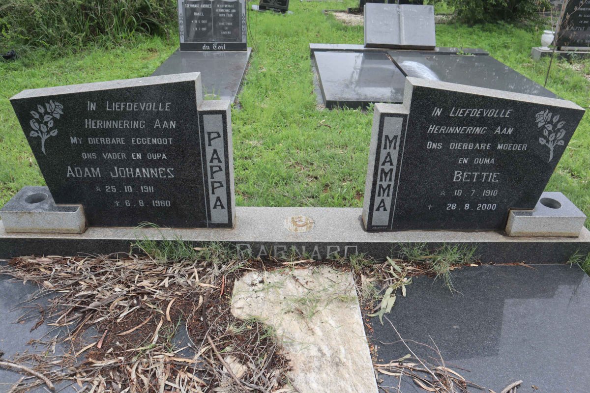 BARNARD Adam Johannes 1911-1980 &amp; Bettie 1910-2000