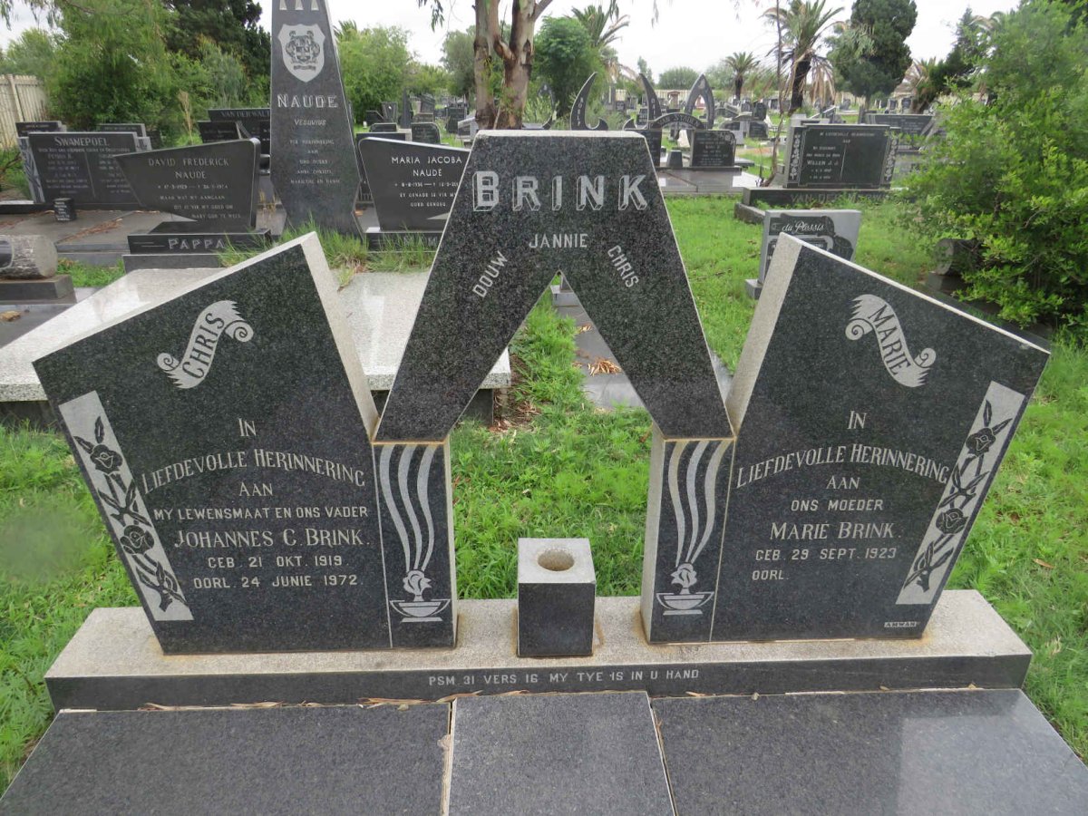BRINK Johannes C. 1919-1972 &amp; Marie 1923 -