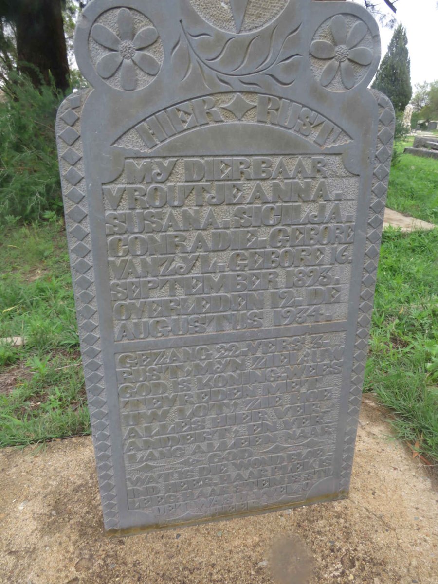 CONRADIE Anna Susana Sicilja nee VAN ZYL 1893-1934