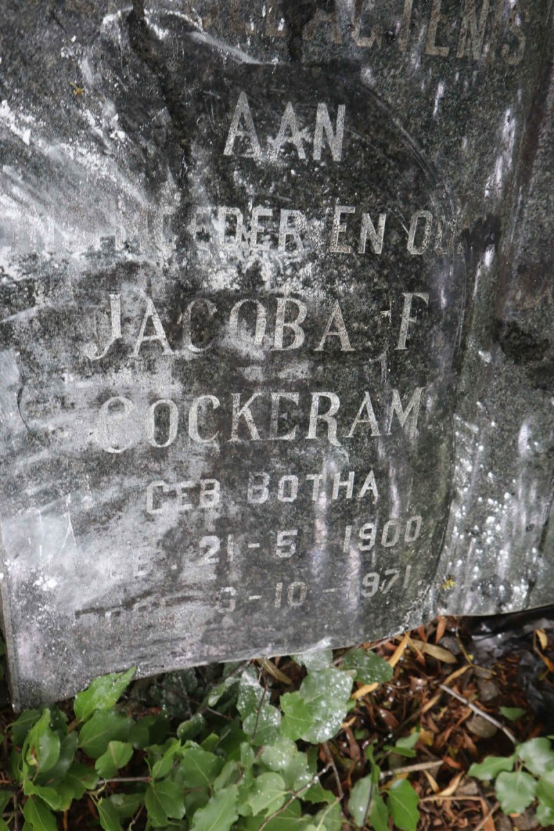 COCKERAM Jacoba F. nee BOTHA 1900-1971