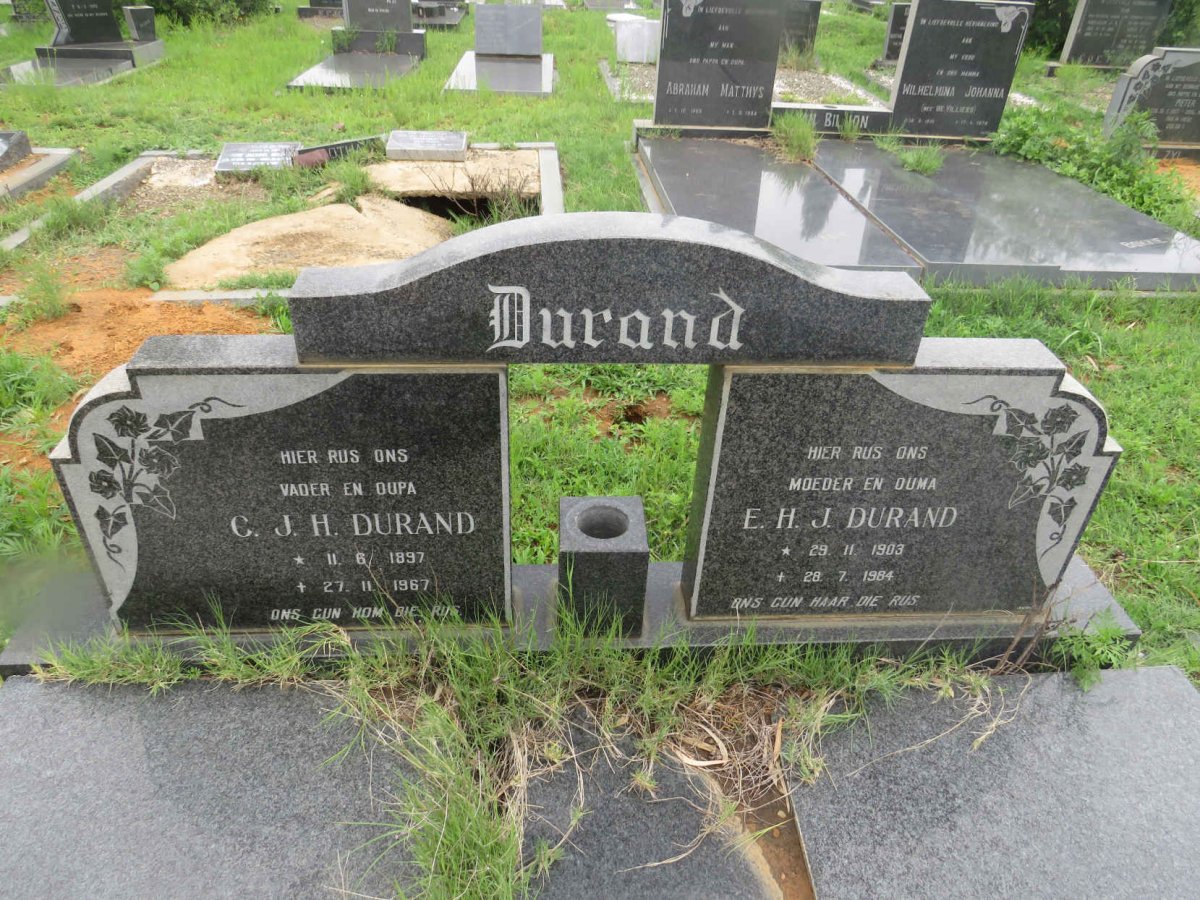 DURAND C.J.H. 1897-1967 &amp; E.H.J. 1903-1984