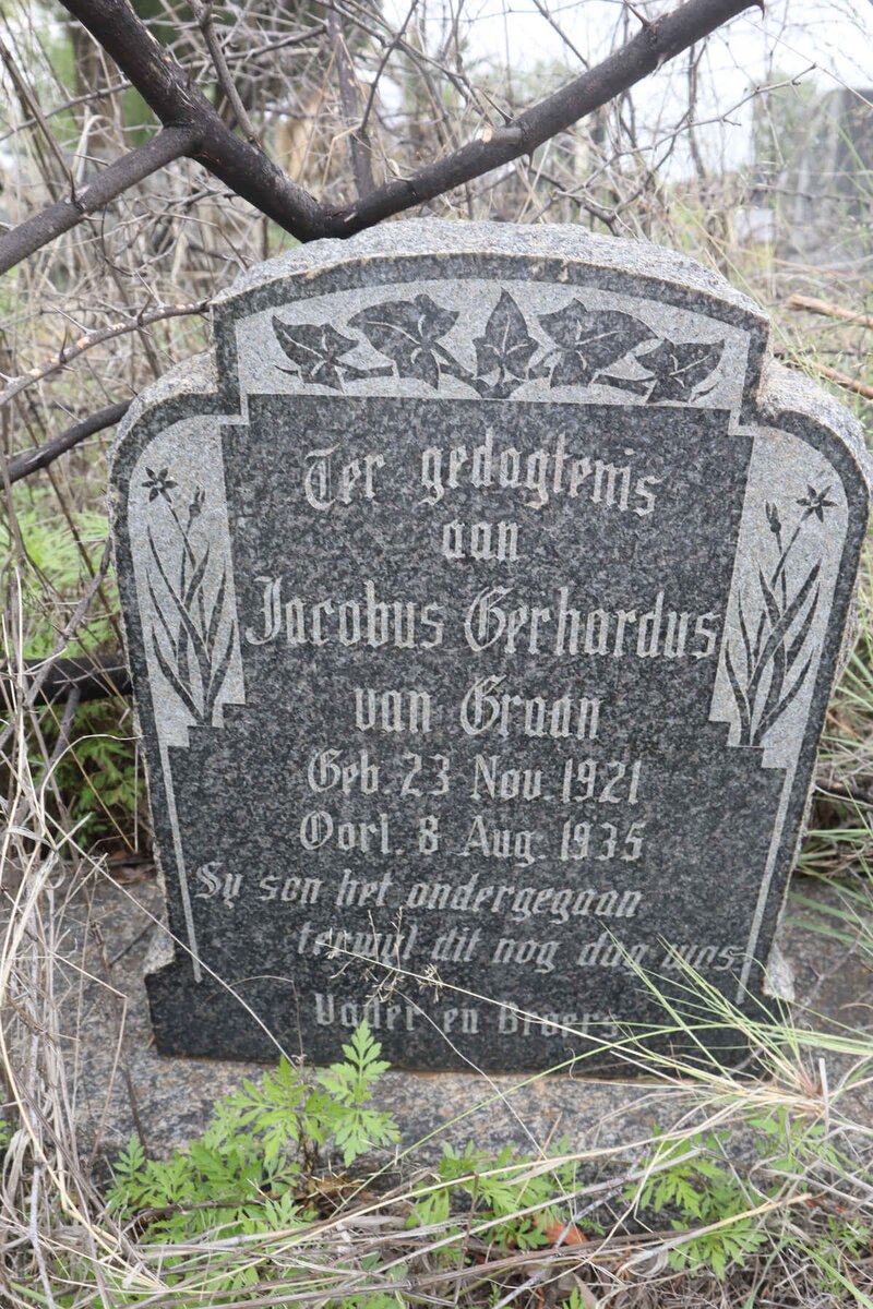 GRAAN Jacobus Gerhardus, van 1921-1935