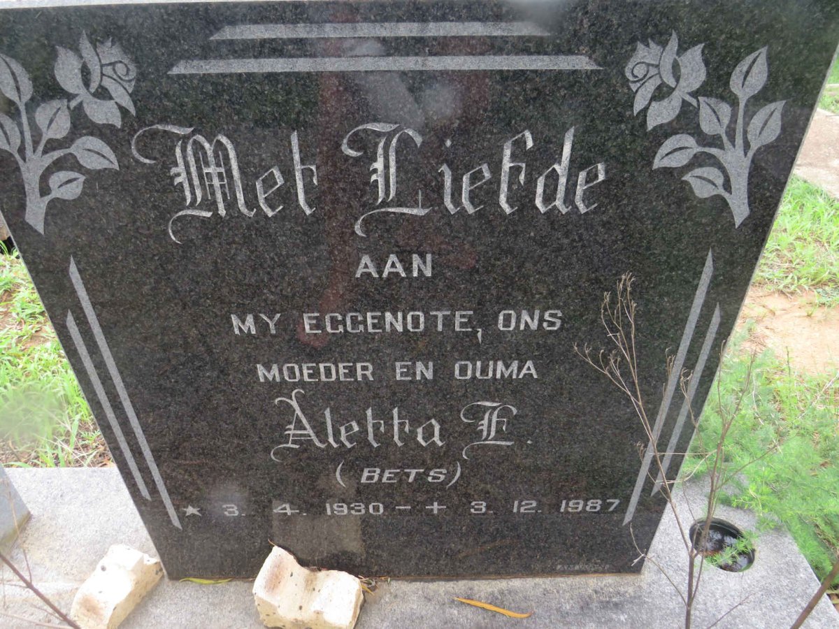 HERBST  Aletta F. 1930-1987