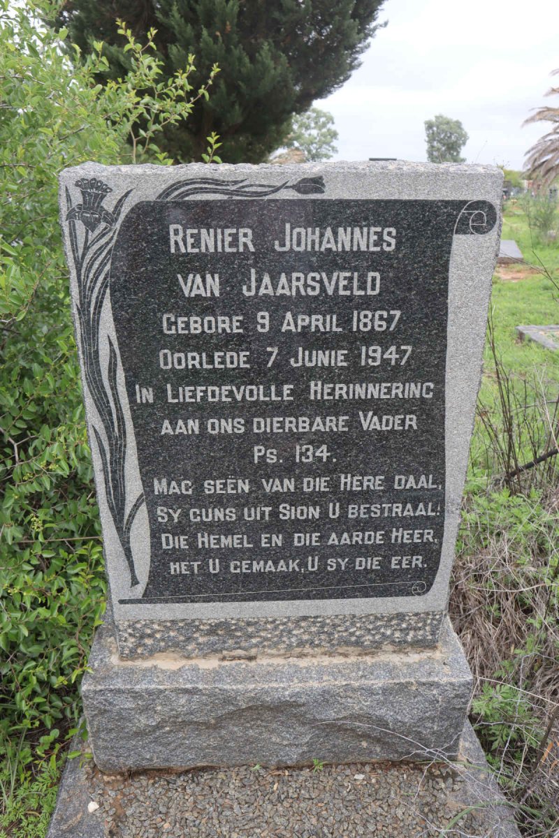 JAARSVELD Renier Johannes, van 1867-1947
