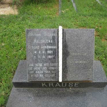 KRAUSE Johanna Susanna Magdalena nee ACKERMANN 1921-1987