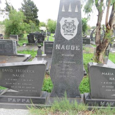 NAUDÉ David Frederick  1929-1974 &amp; Maria Jacoba 1936-2012