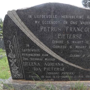 PIETERSE Petrus Francois 1870-1952 &amp; Helena Adriana Ida PYPERS 1873-1965