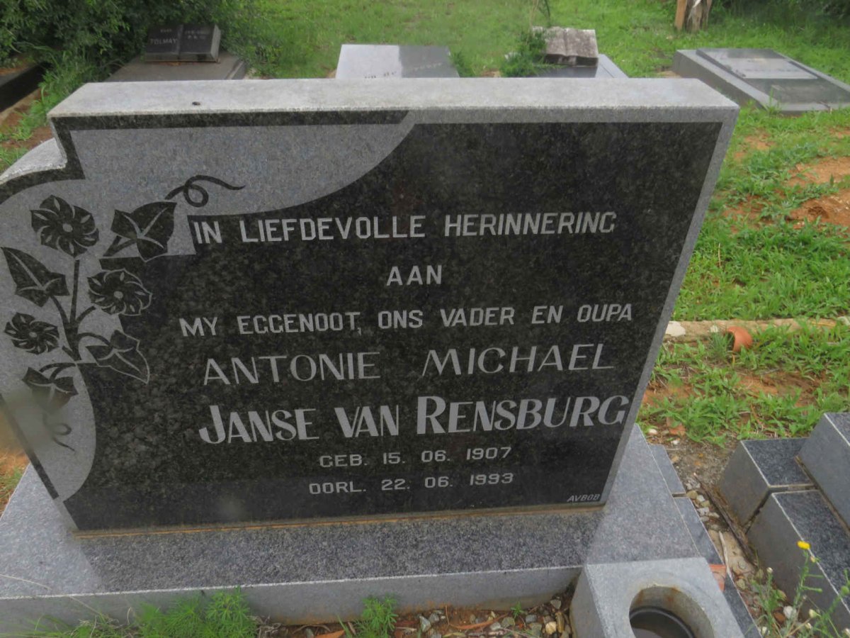 RENSBURG Antonie Michael, Janse van 1907-1993