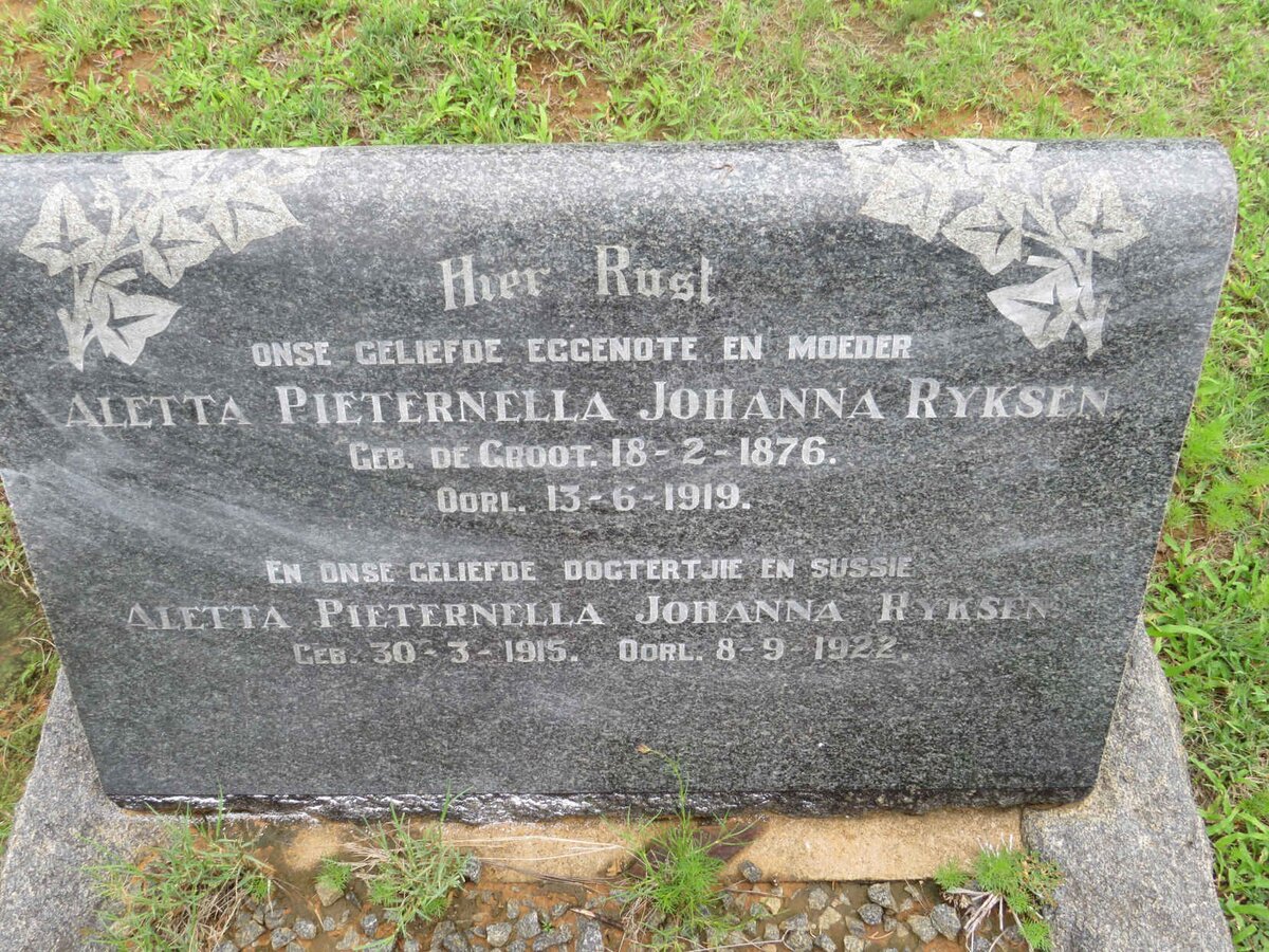 RYKSEN Aletta Pieternella Johanna 1876-1919 :: RYKSEN Aletta Pieternella Johanna 1915-1922