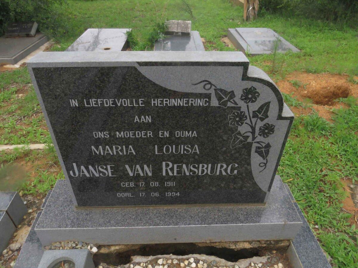 RENSBURG Maria Louisa, Janse van 1911-1994