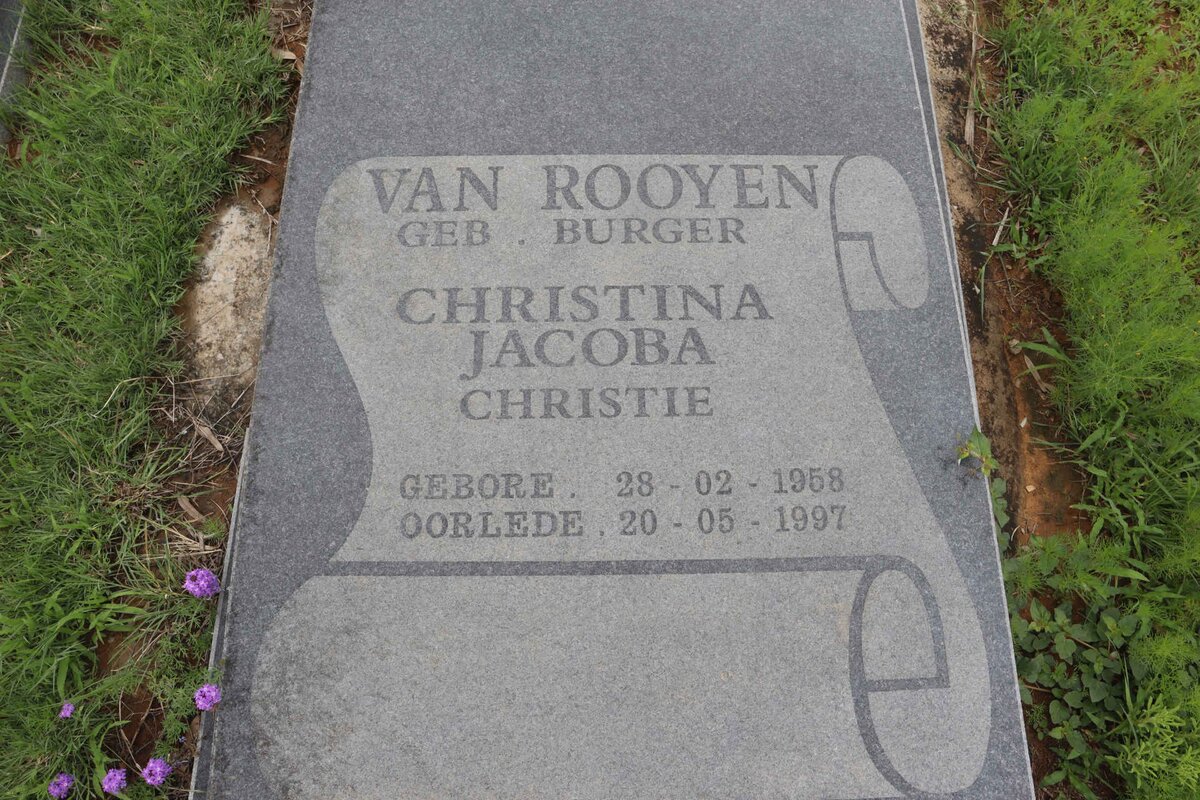 ROOYEN Christina Jacoba, van nee BURGER 1958-1997