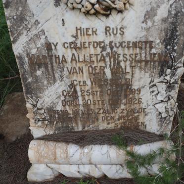 WALT Martha Aletta Wesselliena, van der nee WESSELS 1899-1926