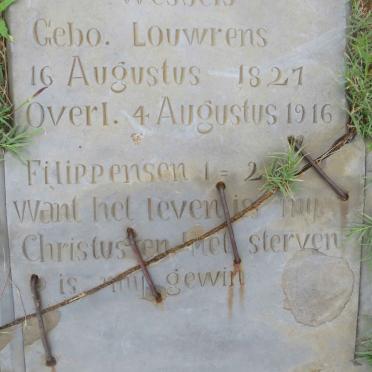 WESSELS Johana Catharina nee LOUWRENS 1827-1916