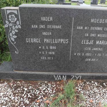 ZYL George Philluppus, van 1896-1978 &amp; Elsje Maria JANEKE 1903-1975