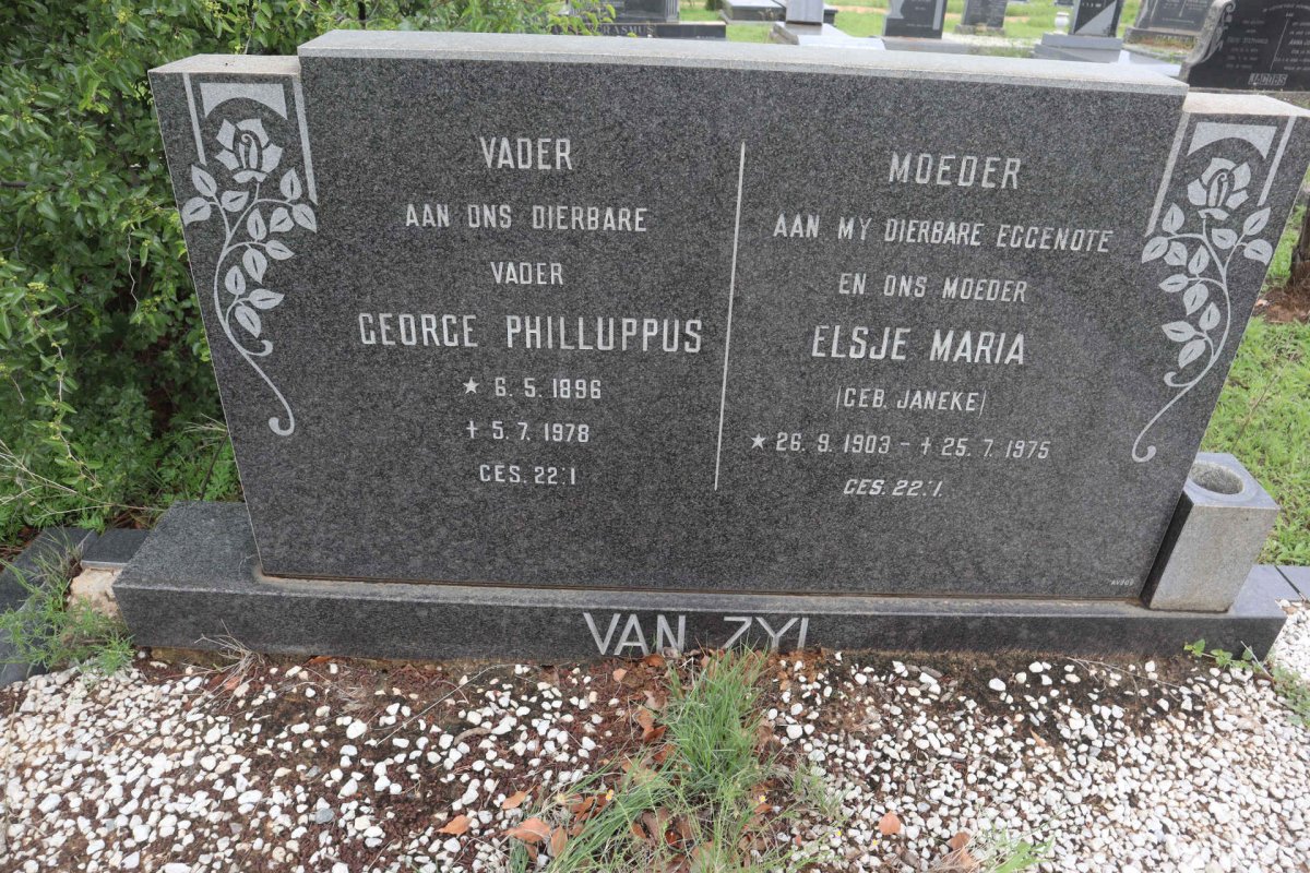 ZYL George Philluppus, van 1896-1978 &amp; Elsje Maria JANEKE 1903-1975