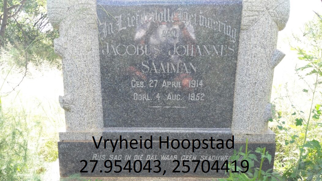 SAAIMAN Jacobus Johannes 1914-1952