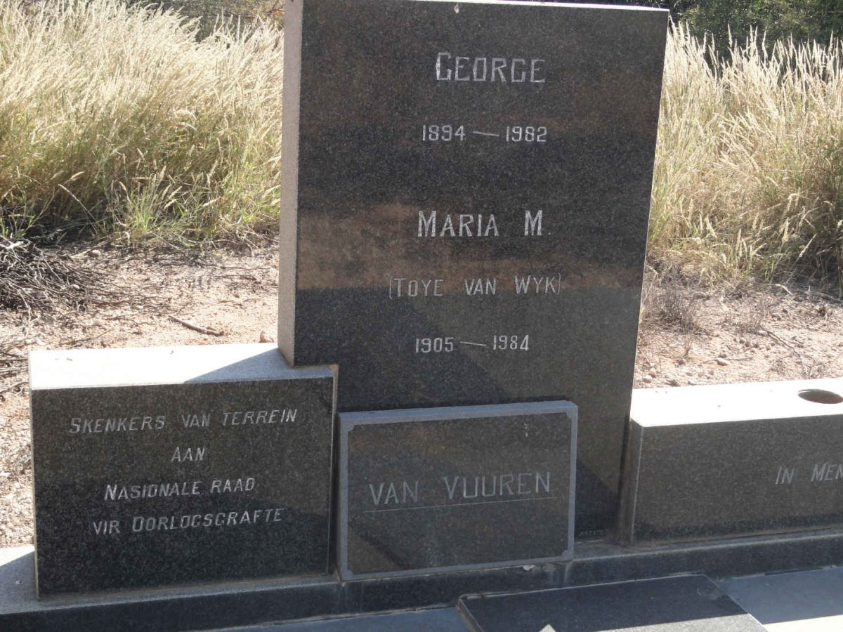 VUUREN George, van 1894-1982 &amp; Maria M. TOYE VAN WYK 1905-1984