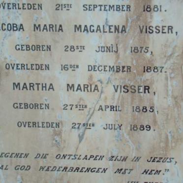 VISSER Martha Maria 1885-1889 :: VISSER Jacoba Maria Magalena 1875-1887