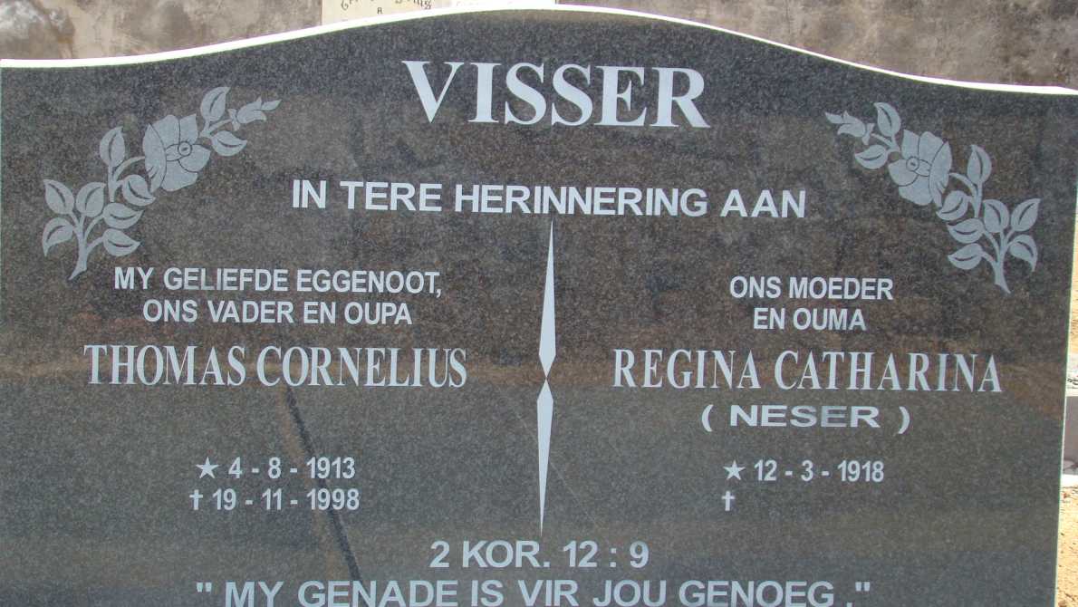VISSER Thomas Cornelius 1913-1998 &amp; Regina Catharina NESER 1918-