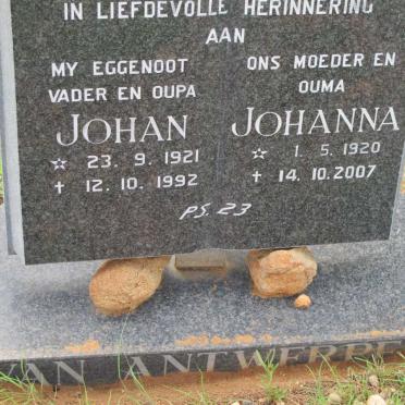 ANTWERPEN Johan, van 1921-1992 &amp; Johanna 1920-2007