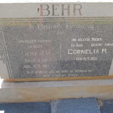 BEHR Gert J.C 1921-1967 &amp; Cornelia M. MARAIS 1924-