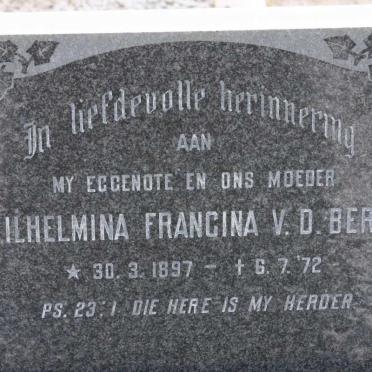 BERGH Wilhelmina Francina, v.d. 1897-1972