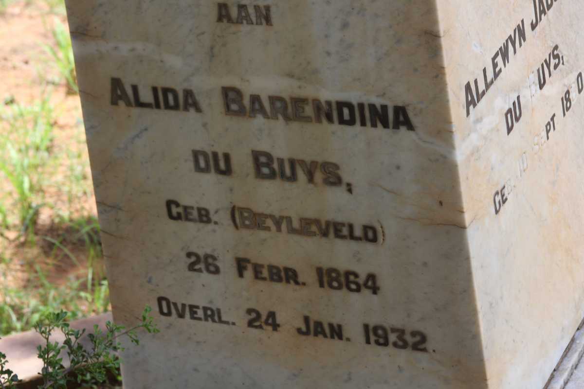 BUYS Alida Barendina, du nee BEYLEVELD 1864-1932