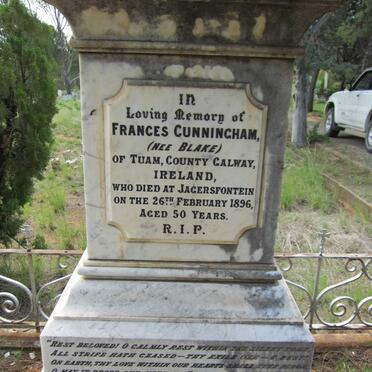 CUNNINGHAM Frances nee BLAKE -1896