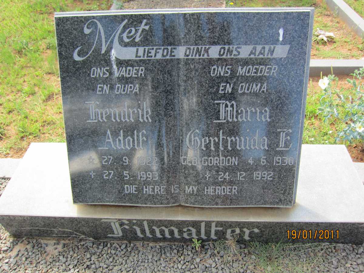 FILMALTER Hendrik Adolf 1922-1993 &amp; Maria Gertruida E. 1930-1992