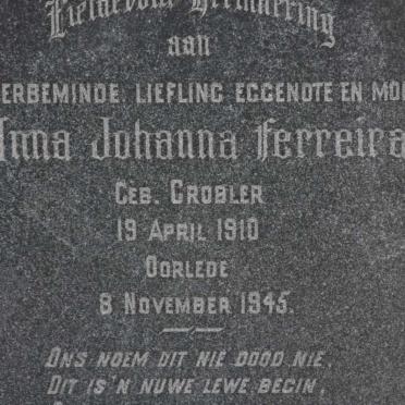 FERREIRA Anna Johanna nee GROBLER 1910-1945