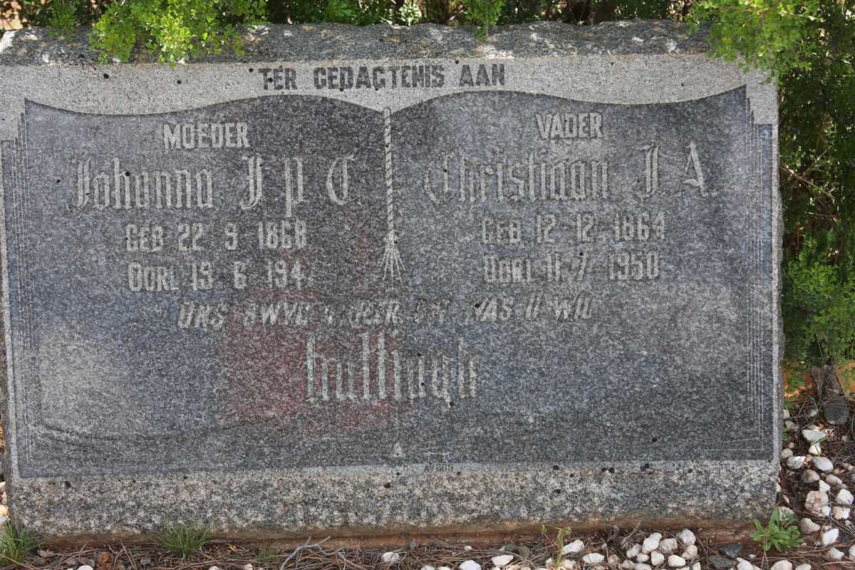 HATTINGH Christiaan J.A. 1864-1950 &amp; Johanna ? 1868-194?