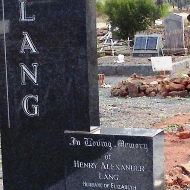 LANG Henry Alexander 1883-1970 