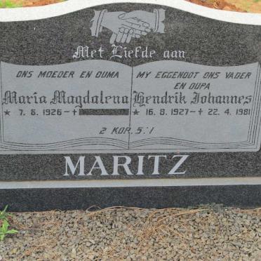 MARITZ Hendrik Johannes 1927-1981 &amp; Maria Magdalena 1926-