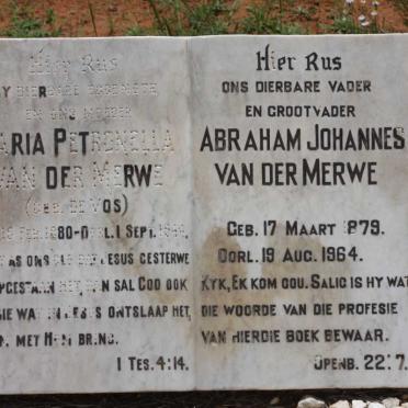 MERWE Abraham Johannes, v.d. 1879-1964 &amp; Maria Petronella DE VOS 1880-1944