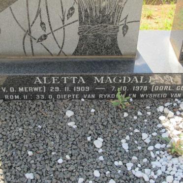 GERTENBACH Aletta Magdalena formerly MEINTJES nee VAN DER MERWE 1909-1978