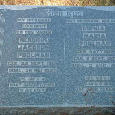 POOLMAN Hendrik Jacobus 1866-1943 &amp; Sophia Maria HATTINGH 1870-1955
