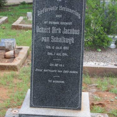 SCHALKWYK Ockert Dirk Jacobus, van 1890-1941