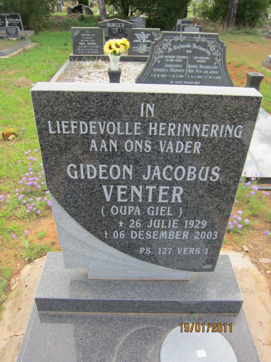 VENTER Gideon Jacobus 1929-2003